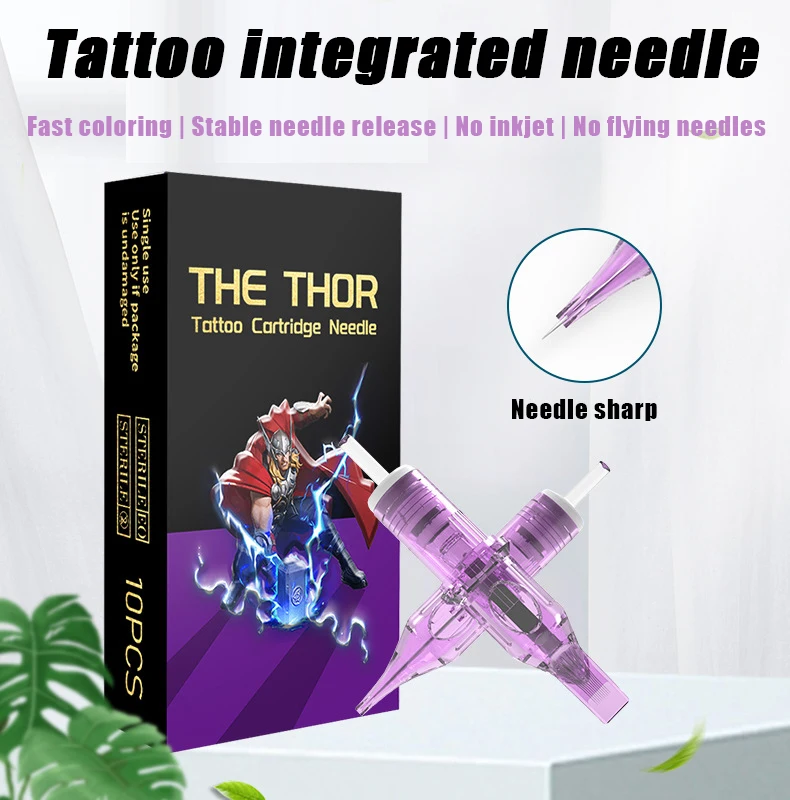 Yilong 50/20 Stuks Wegwerp Paarse Tattoo Cartridges Naald Rm/Rl/M1/Rs Naalddiameter 0.35Mm Tattoo Naald Voor Tattoo Machine