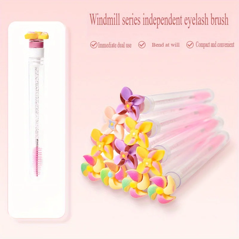 فرشاة حواجب على شكل طاحونة هوائية، رأس حلزوني قابل للانحناء، محمول في عبوة أنبوبية فردية #1