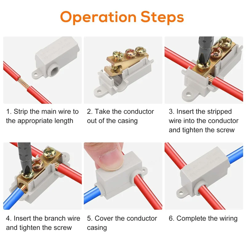 

A23P 30PCS 6 AWG Gauge T-Type Wire Connector Nut Kit, 80A Quick Wiring Connection Terminal, Splicing Quick Connector