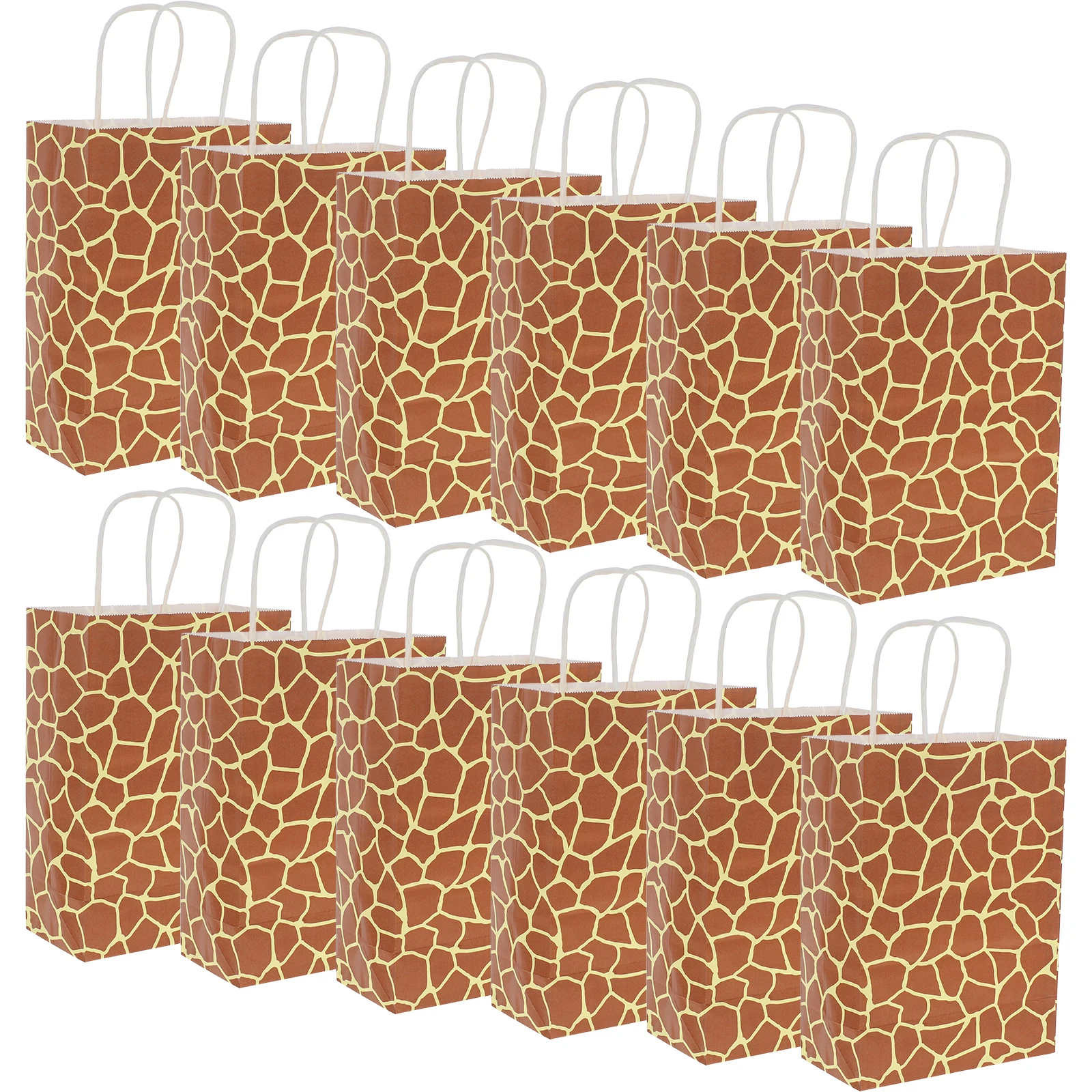 

12 Pcs Gift Bag Small Take Out Bags Brown Paper Leopard Print Party Decorations