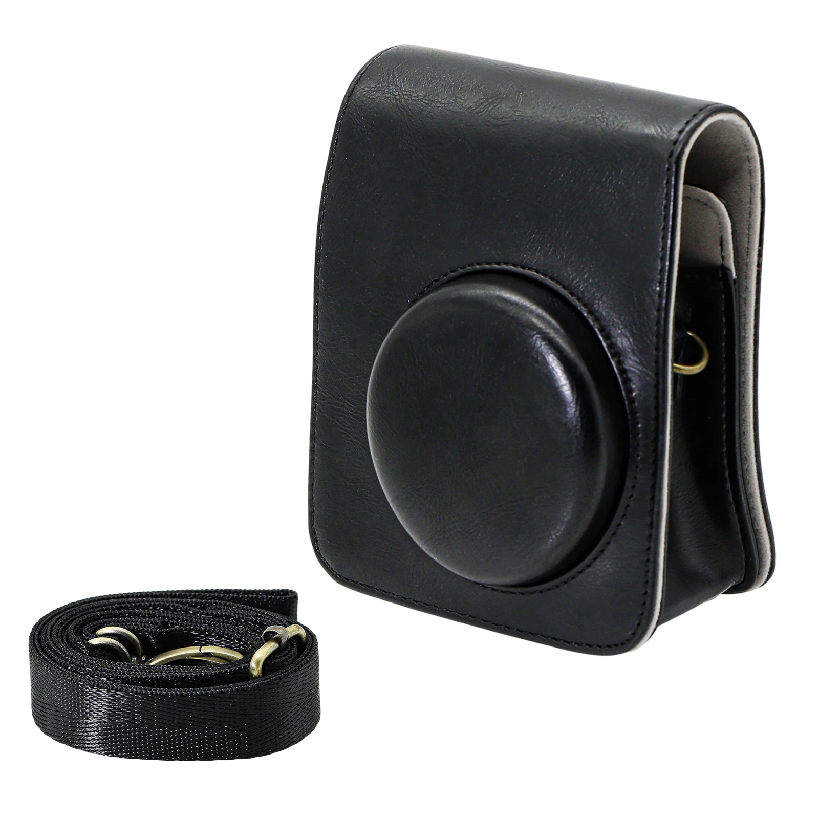 Für Fujifilm Instax Mini 12 Hülle, Vintage PU-Leder Schutztasche mit Handschlaufe, Kratzfeste Abdeckung für Sofortbildkamera