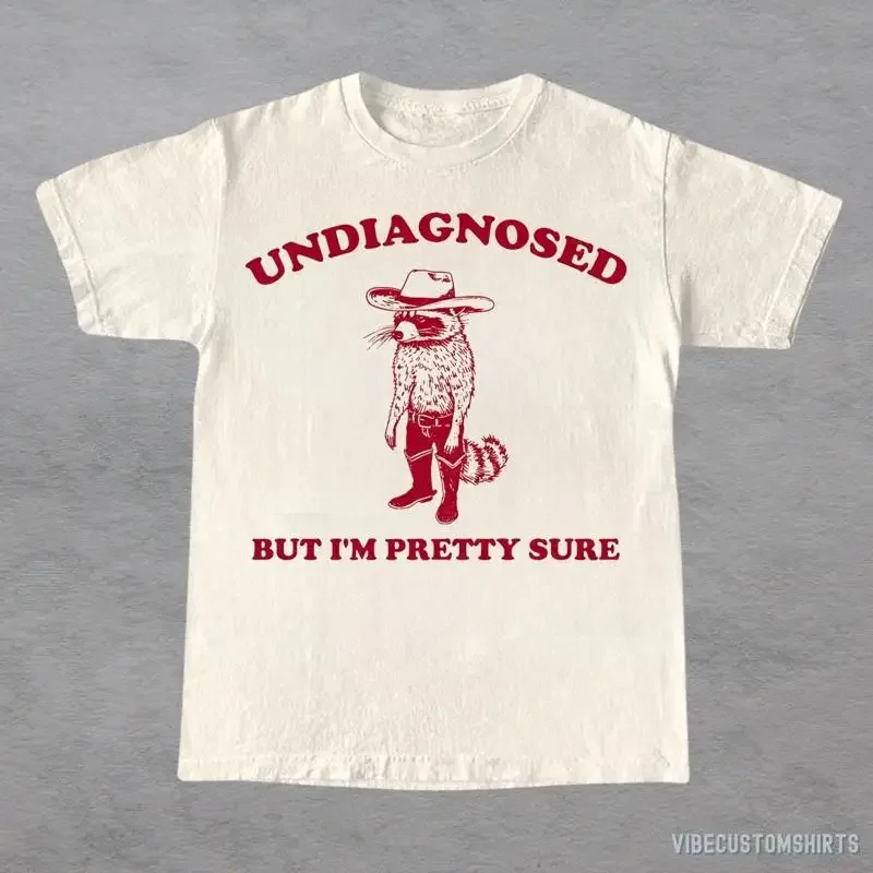 Undiagnosed But I'm Pretty Sure Vintage T Shirt Retro Cowboy Raccoon Western