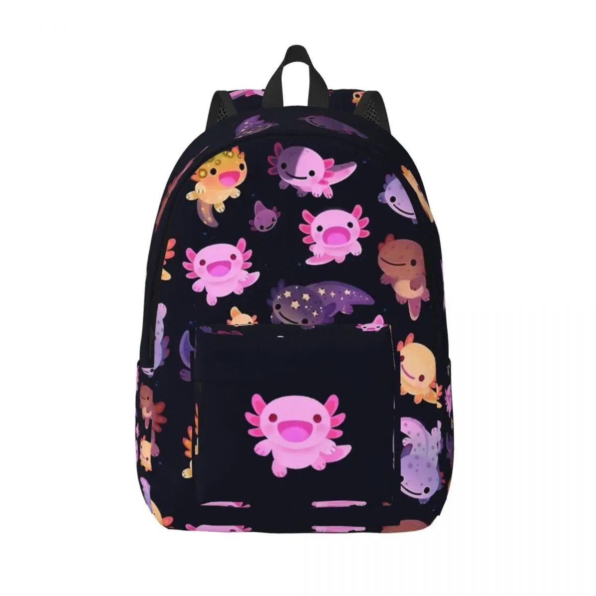 Mochila Happy Axolotl para hombre y mujer, morral de escuela secundaria primaria, bonito, Kawaii, salamandra