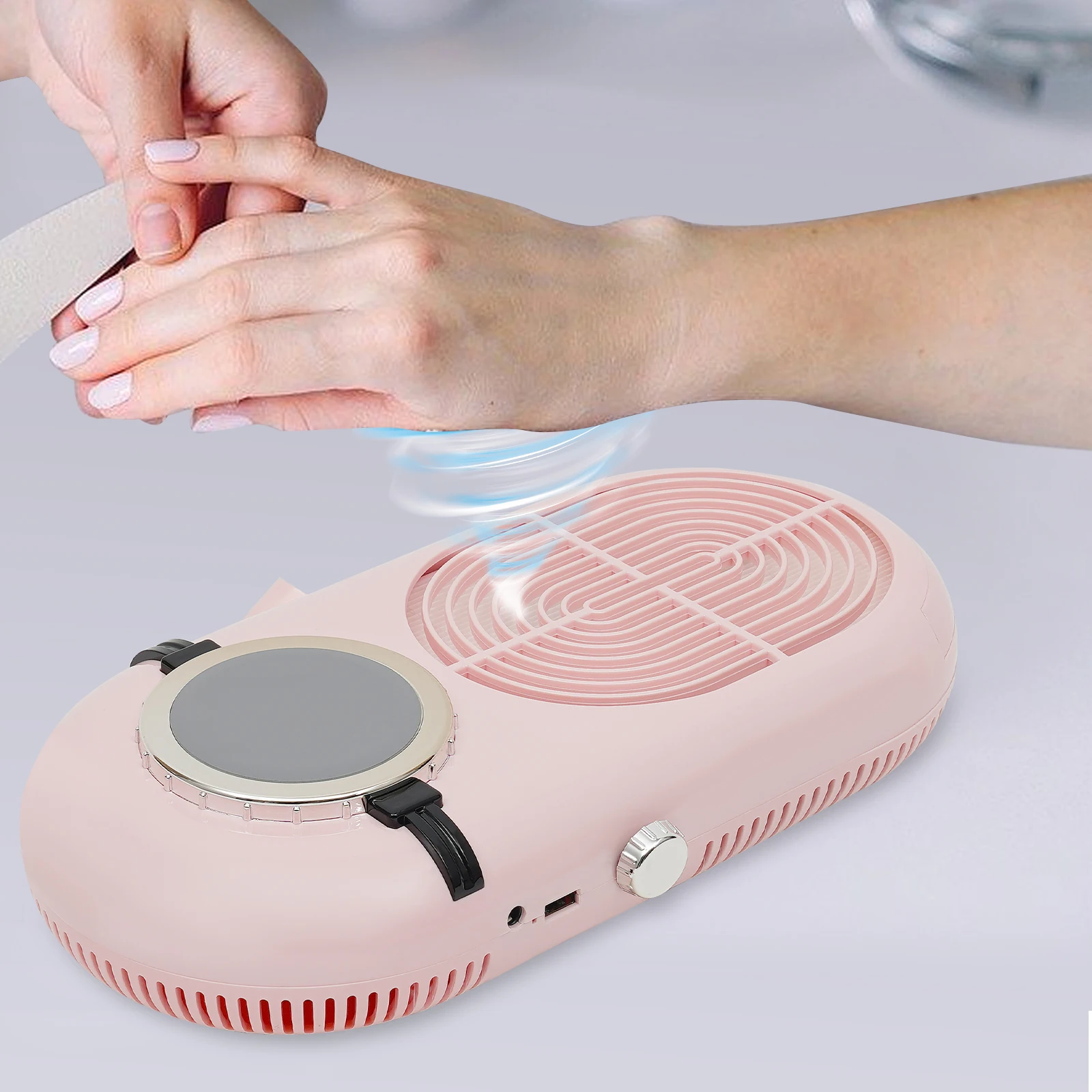 Adjustable Speed Nail Dust Collector 0-4000RPM with Dual USB Ports Reusable Filter Silicone Hand Rest Professional Nail Vacuum Cleaner for Salon Home Manicure Nail Art Use 2