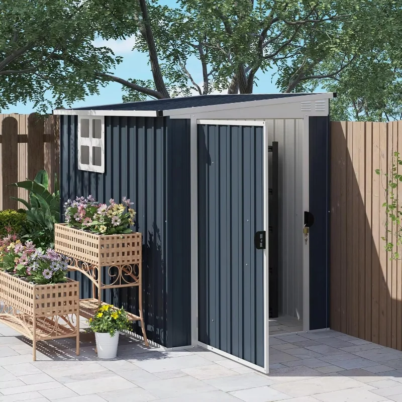 

High-quality roof with one window metal storage shed