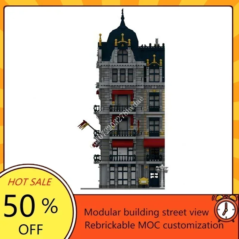 10126 шт., модульная модель для кафе, отеля, MOC, креативная модель с видом на улицу, пазлы на заказ, архитектура, сделай сам, образование, сборная модель, игрушки, подарки