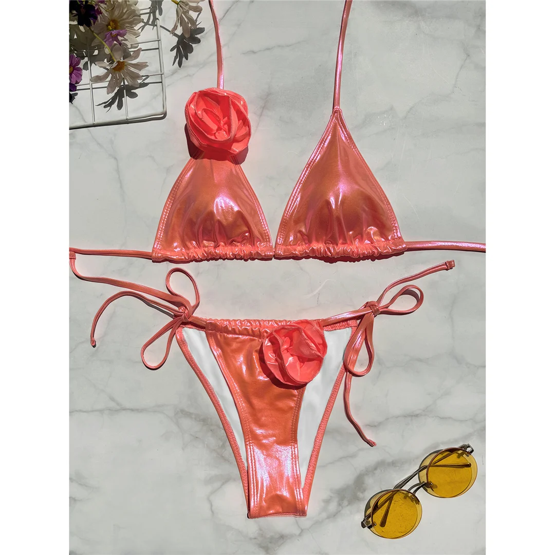 5 Farben, 3D-Blumen, Neckholder-Bikini mit Trägern, Damen-Badebekleidung, zweiteiliger Bikini-Set, Badeanzug, Badebekleidung, Schwimmbekleidung V5612 – Detail 38