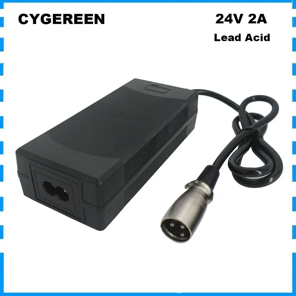 

24V 2A LEAD ACID Battery Charger 24 Volt Charger XLR Connector 27.6V Output EU US AU UK Plug