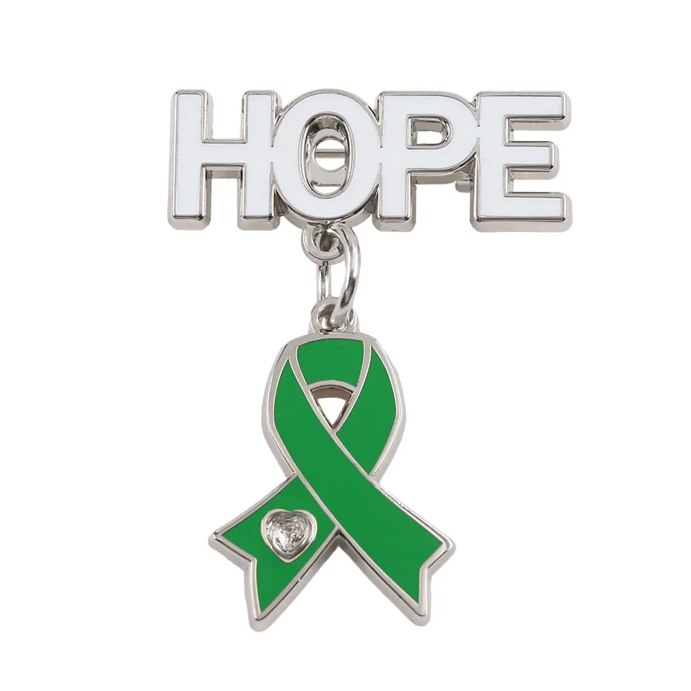 Grünes Aufmerksamkeitsband, Hoffnungs-Emaille-Pin, Brosche zur Unterstützung der psychischen Gesundheit, Leberkrebs, Lyme-Krankheit, Anhänger-Abzeichen, medizinischer Schmuck, Geschenk – Detail 1