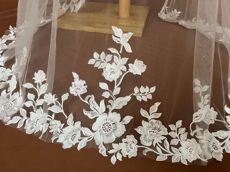 180cm Wedding Veils Lace Appliques One Layer Bridal Veils Headpiece Bride Accessory Women Hair Decoration image 6