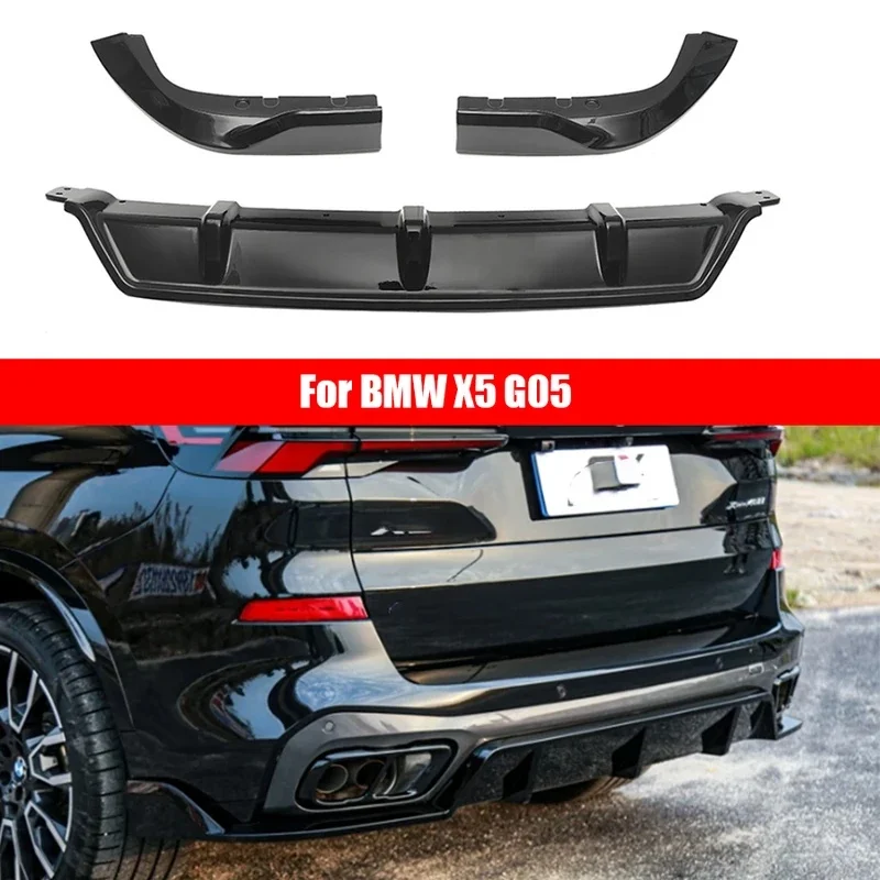 For BMW X5 G05 2018-2025 Bright Black Rear Bumper Diffuser Spoiler Rear Splitters Spoiler Back lip Diverter black Diffuser