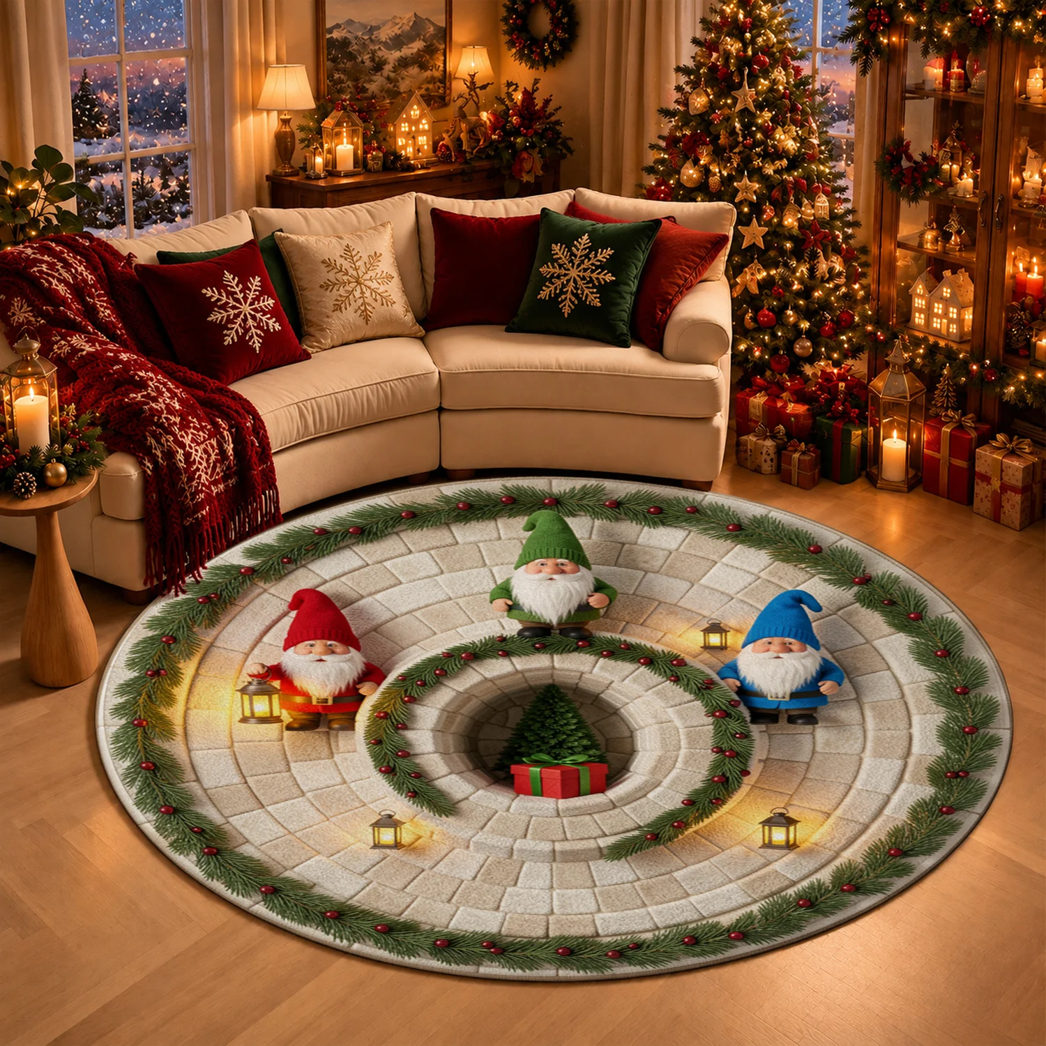 Gnome Pattern Velvet Decorative Mat Machine Washable for Dining Table Coffee Table Entryway Living Room Halloween Thanksgiving Christmas New Year Black Friday Cyber Monday