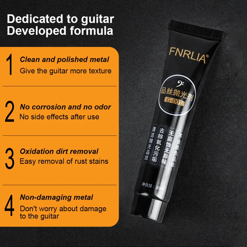 Guitar Fret Polishing Paste 30ml Polish and Cleaner Paste for Electric Guitar Pickup Bridge Multi-Purpose Metal Repair Tools