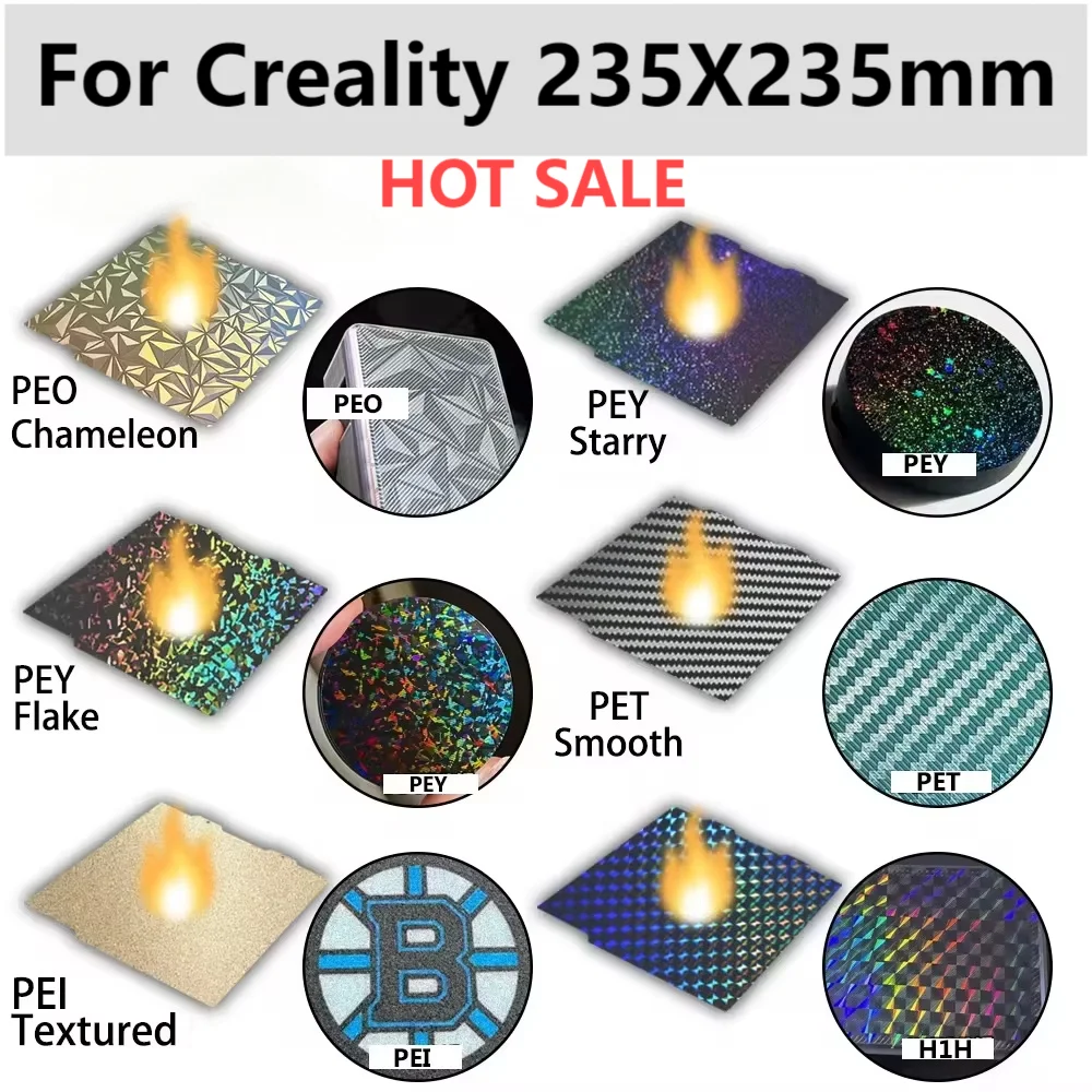 

For Creality 235X235mm Build Plate Texture Spring Steel Sheets For K1 Ender 3 S1 V3 Se Ke PEO PET PEY PEI 3D Printer Heated Bed