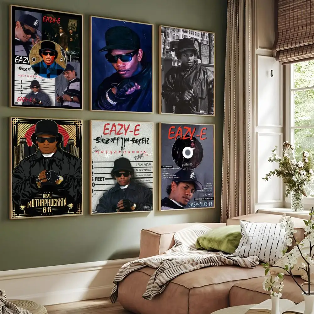 1PC West Coast Hip Hop Rapper Eazy E Retro Print Poster Paper Waterproof HD Sticker Bedroom Entrance Home Living Room Wall Decor