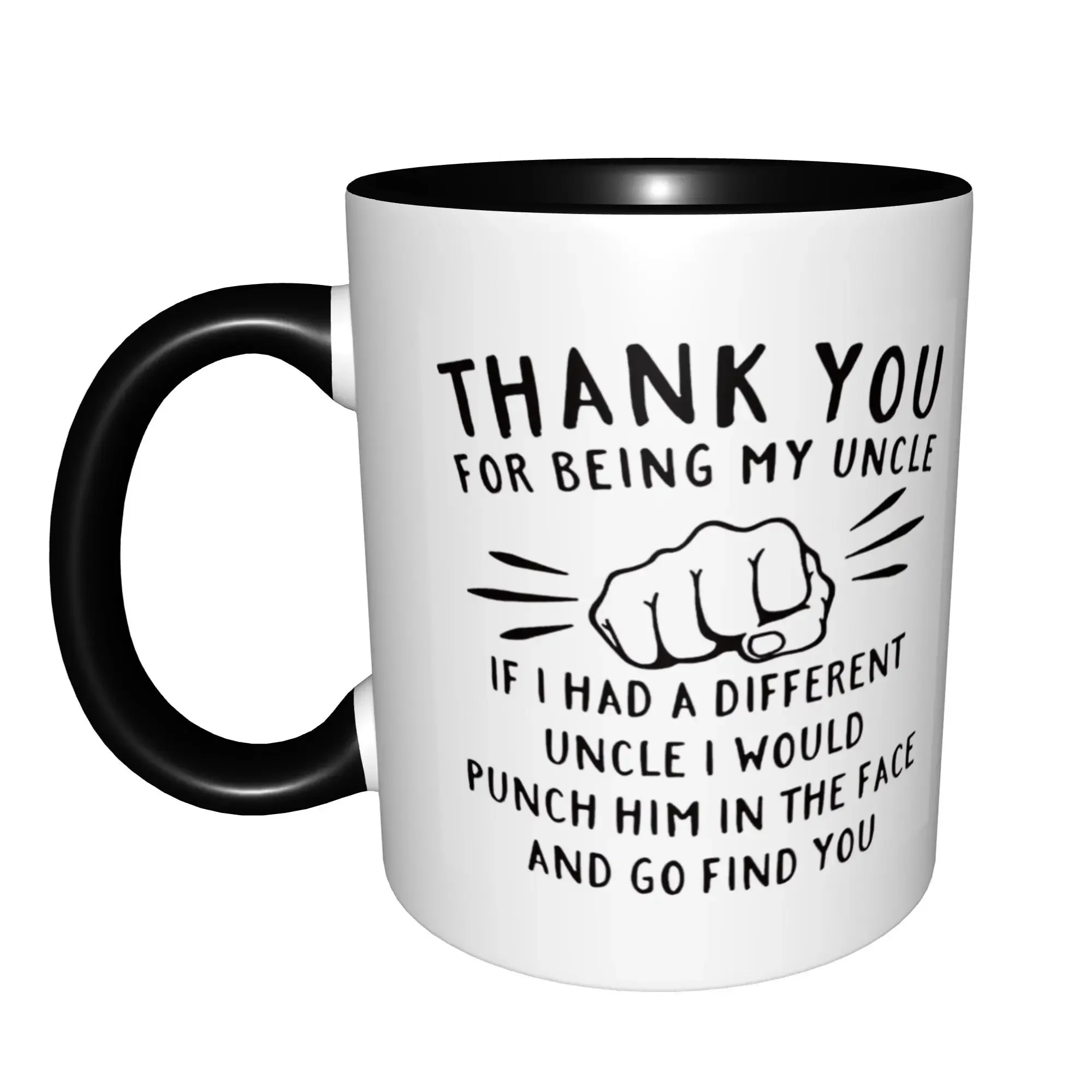 Best Uncle Gift - Thank You for Being My Uncle Funny Mugs With Black Handle Birthday Coffee Mugs Ceramic Tea Cups 11oz