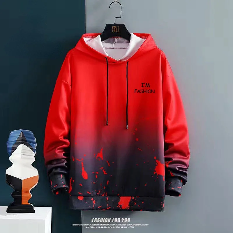 Felpa pullover di colore sfumato da uomo di moda sportiva quotidiana streetwear designer primavera e autunno abbigliamento da uomo top con cappuccio