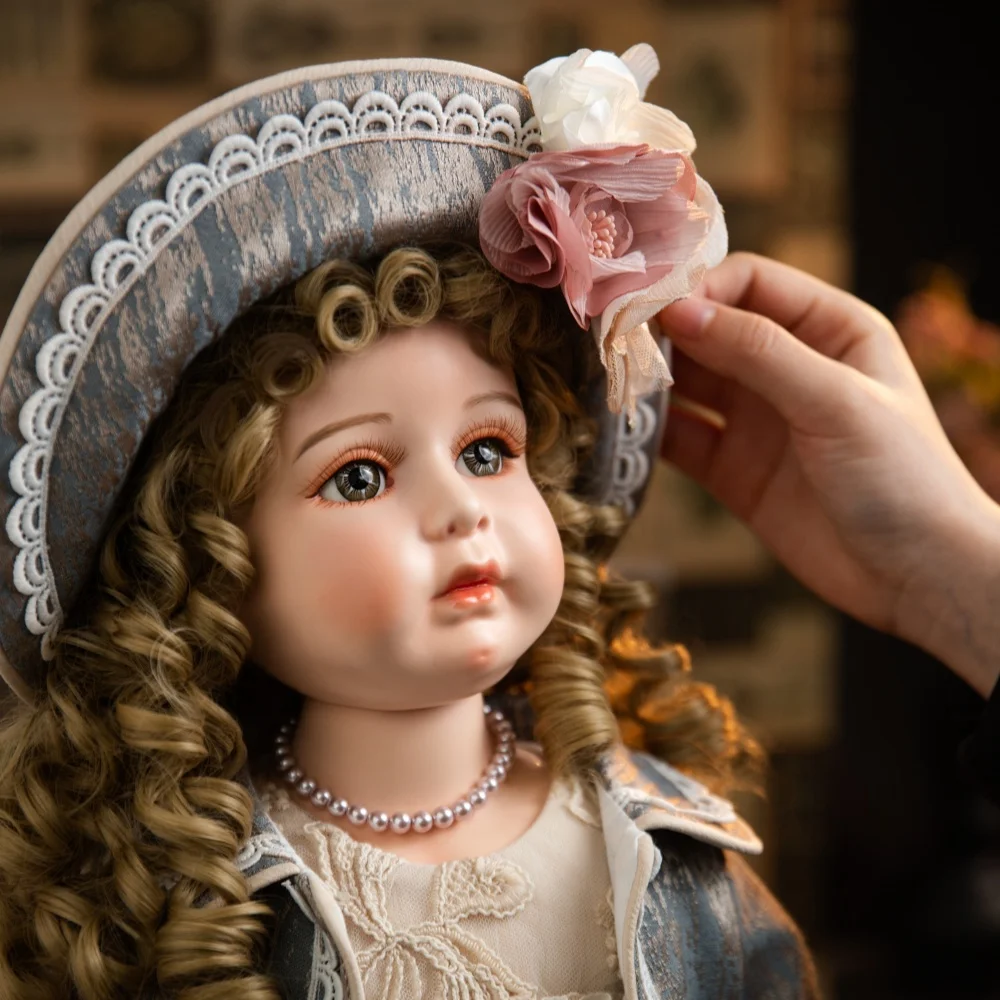 Cloveray 26 بوصة كبيرة الحجم الأصلي الفيكتوري نمط الخزف دمية الرجعية السيراميك القماش الجسم الخزف دمية تحصيل الفن هدية