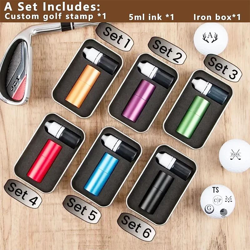 

Customized Golf Ball Stamp Personalised Ball Marker Stamper with Quick-Dry Ink Reusable Golf Gift for Players Logo Text or Icon