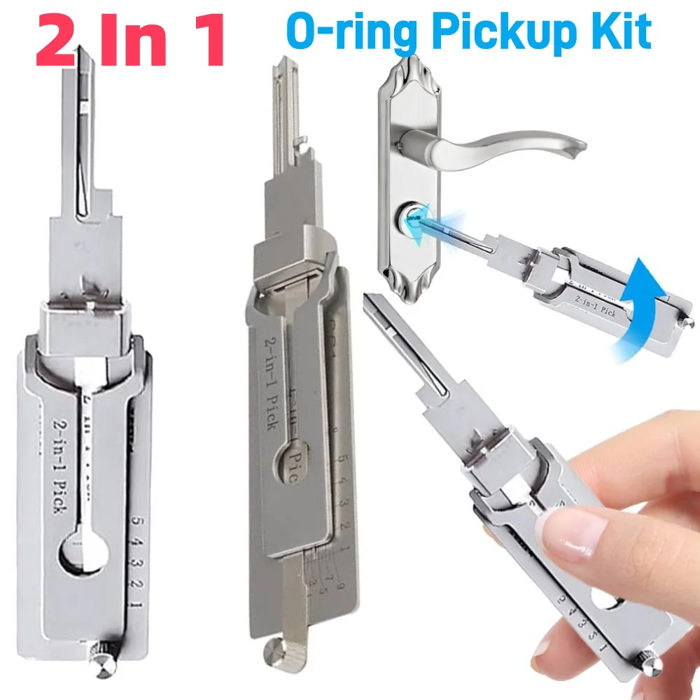 Decodificador de llave de acero inoxidable SS001, juego de selección y gancho de precisión 2 en 1, decodificador de bloqueo, Kit de pastilla de junta tórica, herramientas manuales de reparación de mantenimiento
