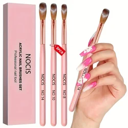 3Pcs Acrylic Nail Brush Set -Size 8/10/14 Professional Acrylic Nail Drawing Tools For Acrylic Powder Nail Extension & 3D Carving