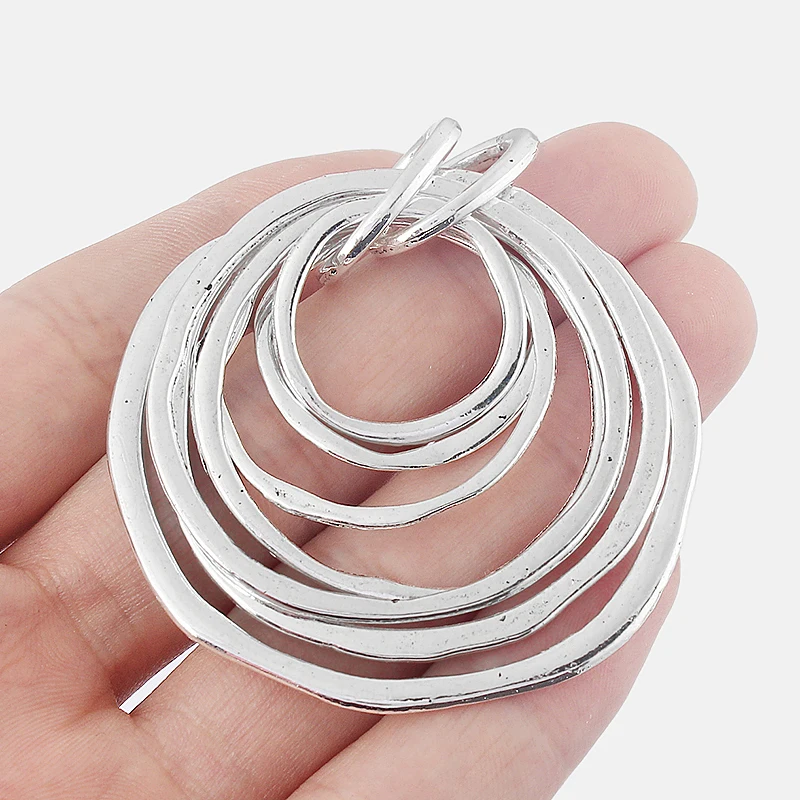 1 Stück große Largenlook Multi-Circle bewegliche Charms Anhänger lange Kunstleder Leder Seil Kette Halskette Schmuck