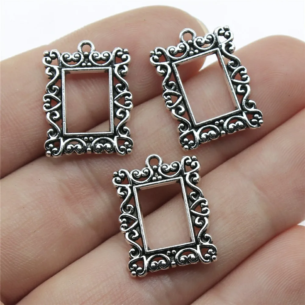 IFOCUS 10pcs/Lot Retro Rectangle Photo Frame Charms For DIY Jewelry Making Zinc Alloy 20x15mm/0.79x0.59inch