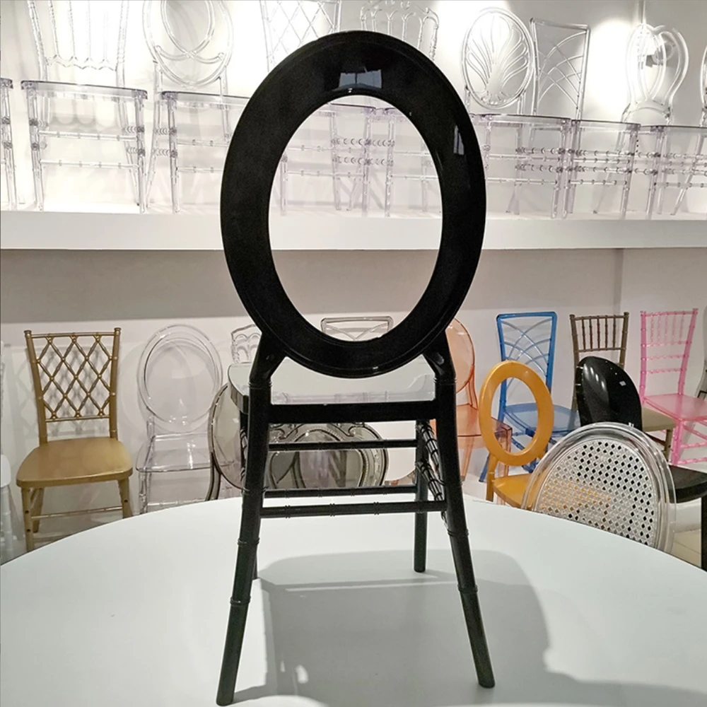 100pcs)f30 Simple round back black bamboo chain chair acrylic crystal chair back dining chair hotel wedding chair plastic chair