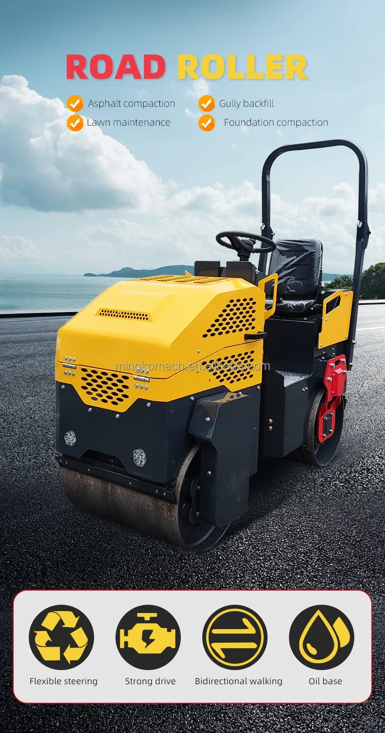Hydraulic Drive Double Wheel Ride On Vibratory Road Roller Compactor Concrete Steel Road Roller