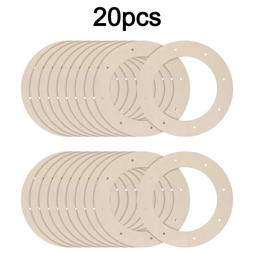 

20 шт. деревянные рамки для венков для поделок толщиной 2,5 мм, круглая рамка для венка с отверстиями для подвешивания украшений, настенное искусство