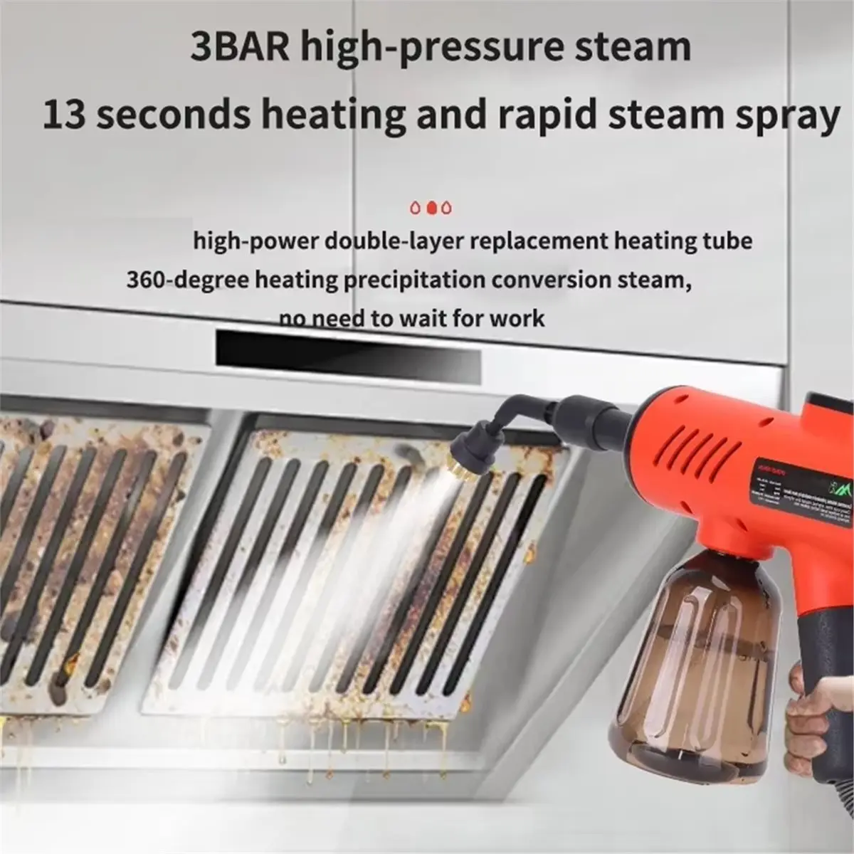 Top 1200W Handheld Steam Cleaner High-Pressure and High-Temperature Household Air Conditioner Kitchen Hood Washer UK Plug