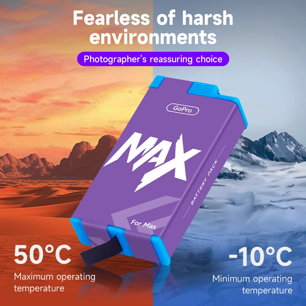 1860mAh Gopro Max แบตเตอรี่ Dual slot LED charger แบตเตอรี่ลิเธียมสําหรับ Gopro Max 360 Action กล้องแบตเตอรี่อุปกรณ์เสริม