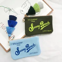 Customizable Letter Purse Leisure Personality Tassel Design Canvas Cotton Women's Clutch Office Gifts Beach Wallet iPhone Bag - Image 3