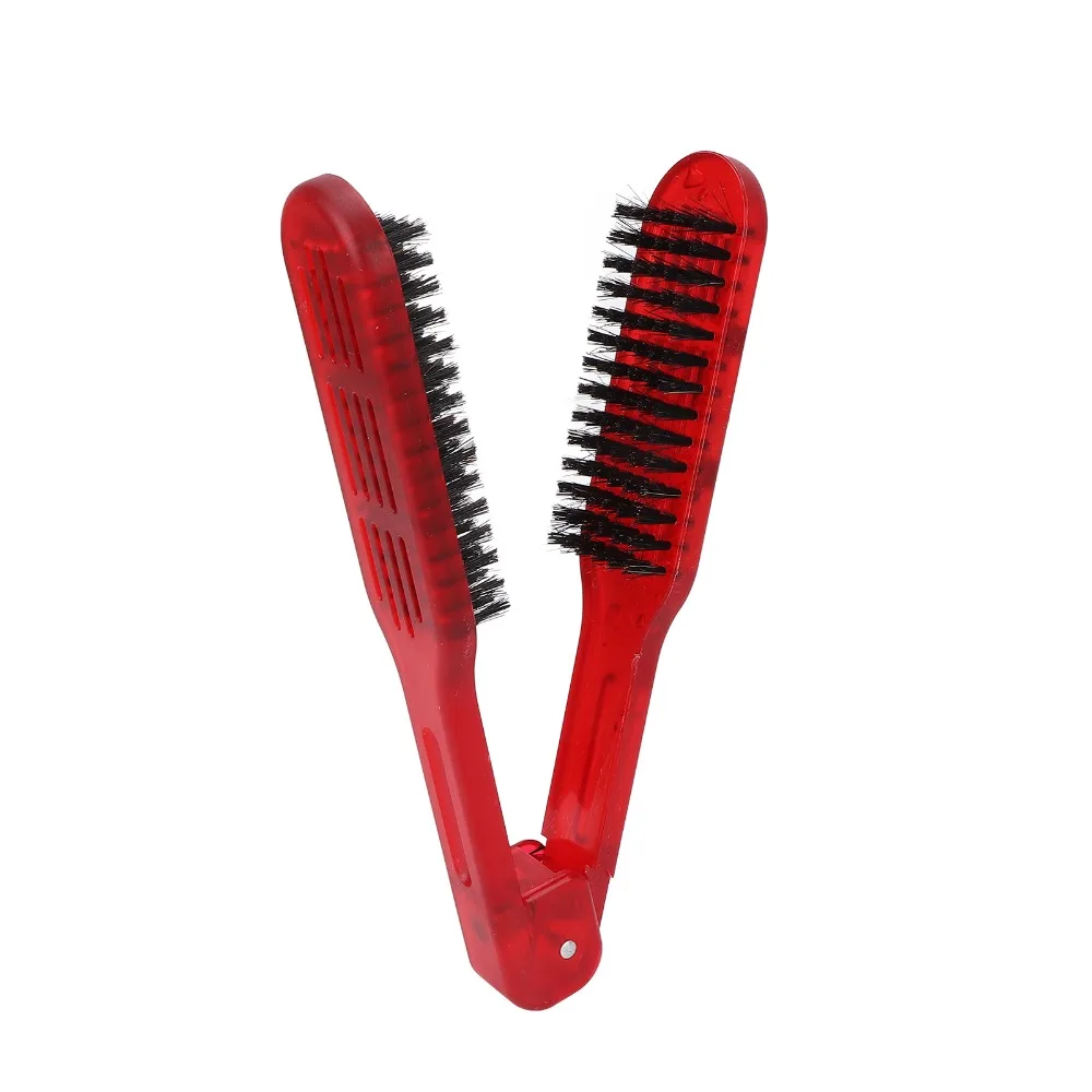 V-Shape Design Hair Straightening Brush Double Sides Splint Structure Double Sided Hair Brush Convenient Portable