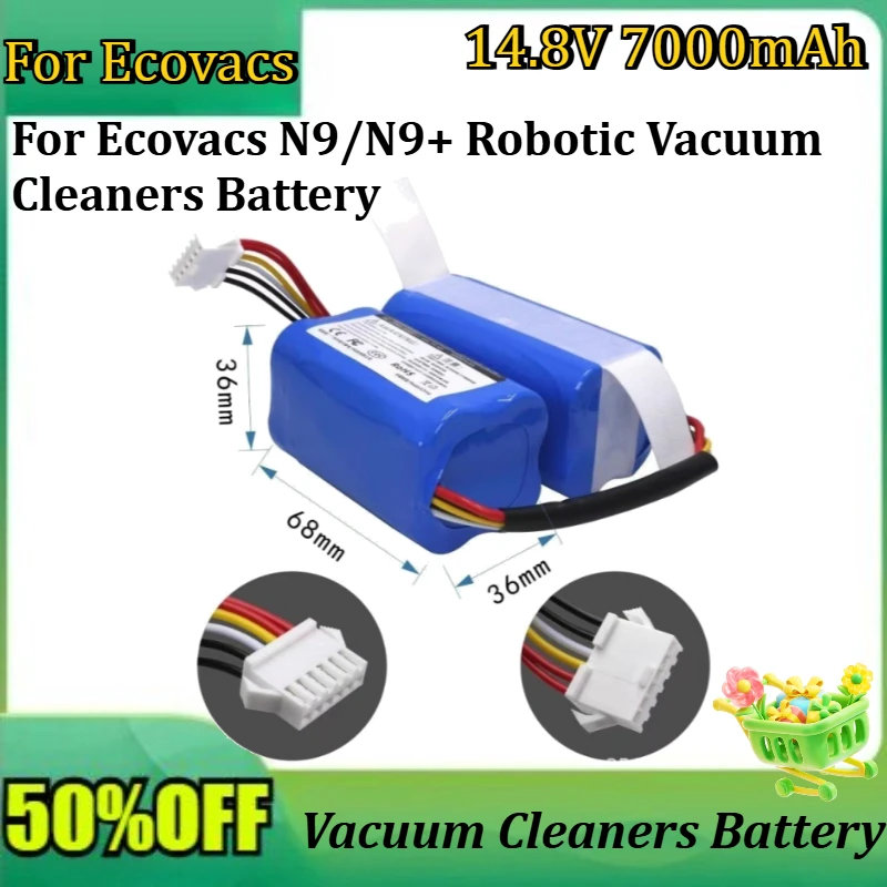 

New N9 /N9+ 5200mAh/6500mAh/7000mAh For Ecovacs N9/N9+ Robotic Vacuum Cleaners Battery Accessories DVX45/K10/K20 Battery