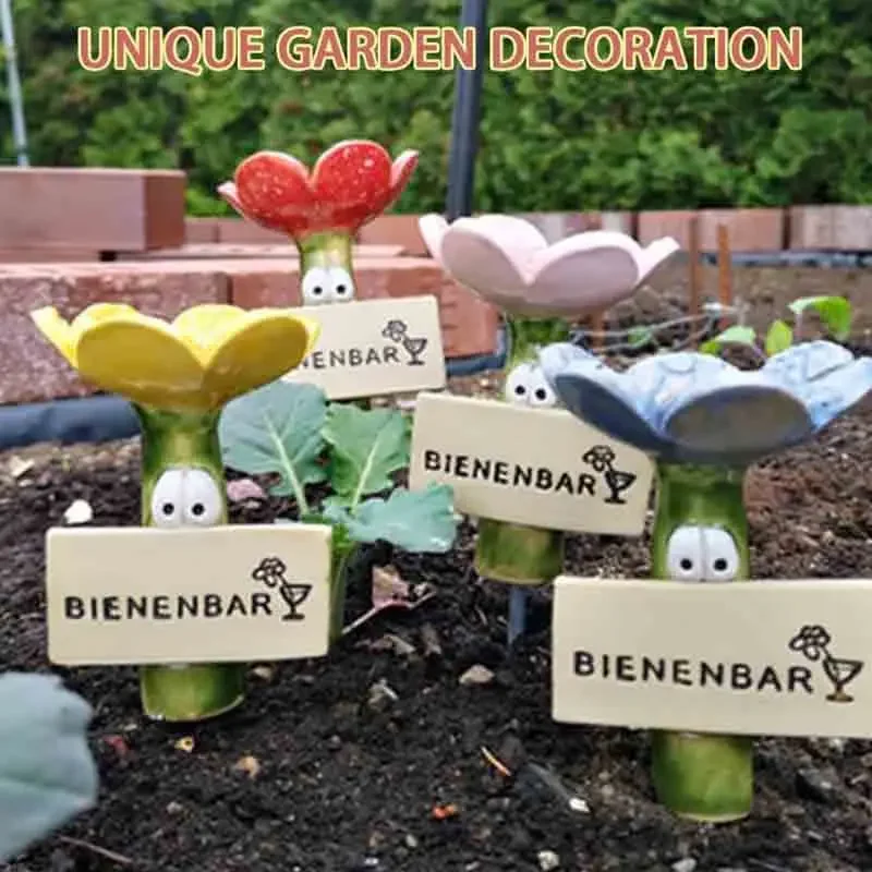 ديكور حديقة هاملبوب غريب الأطوار - حصة على شكل زهرة مع عيون جوجلي، زخرفة فريدة من نوعها في الحديقة والحديقة