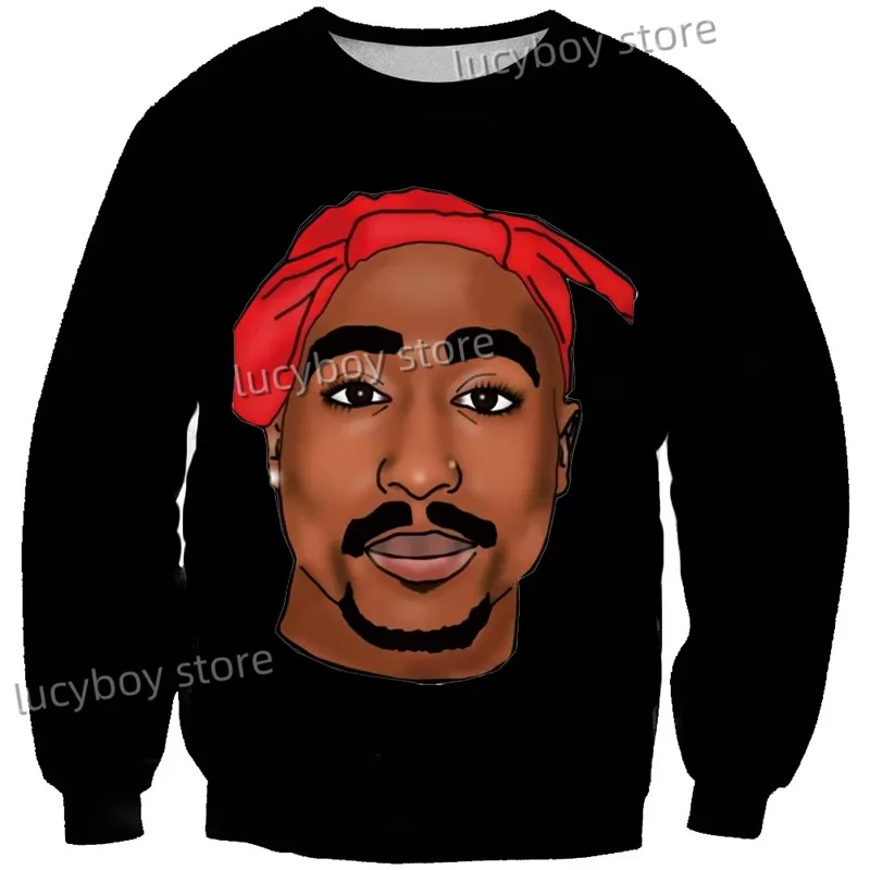 Rapper Rock Singer Tupac 3d Print Sweatshirt Long Sleeve Tops Oversize O-Neck Pullover Casual Male Sweatshirt Youth  Sweatshirt