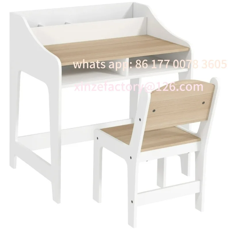 

Customizable 60 X48 X68 Cm Children's Desk Set with Storage, Two Open Compartments , Chair, Wood, Ideal for Children Aged 3-8