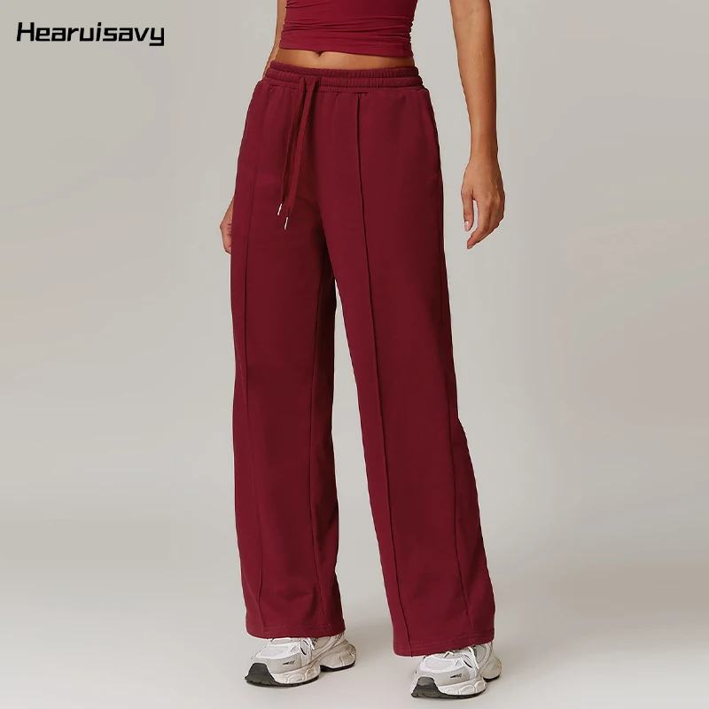 Hearuisavy, pantalones deportivos para correr de cintura alta con bolsillo de invierno, pantalones deportivos para mujer, pantalones de gimnasio para Fitness, pantalones de chándal sueltos informales, pantalones de pierna ancha