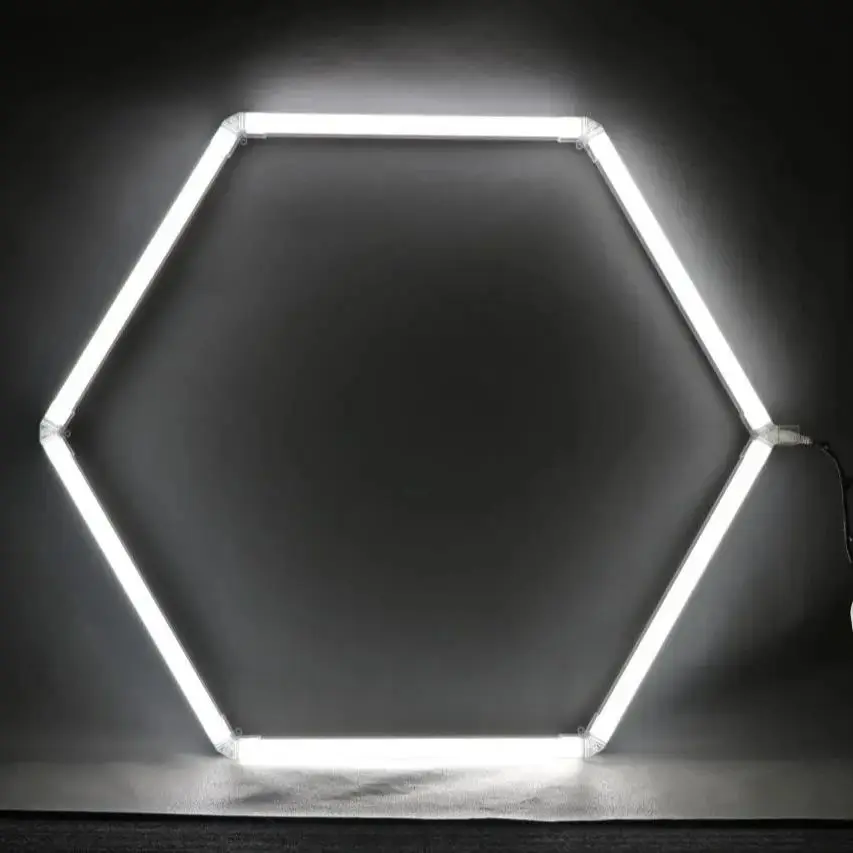 Grid Modular System DIY Fun Assemblable LED Hexagon Lights for Your Cool Garage Workshop Gym Office Supermarket Neon Sign Light