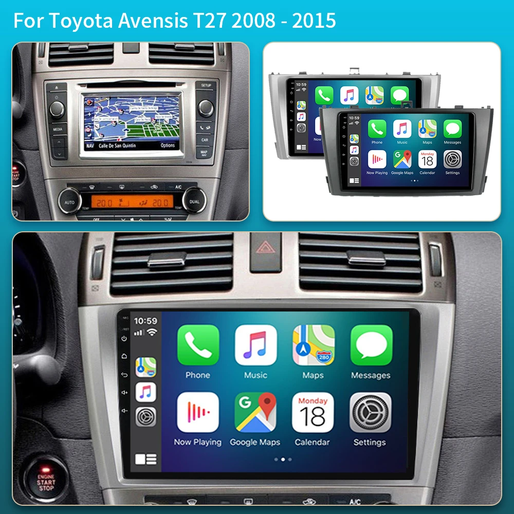 Android 16 Car Radio For Toyota Avensis T27 2009 - 2015 Navigation GPS Multimedia Player Stereo wifi 4G Carplay auto video 2din