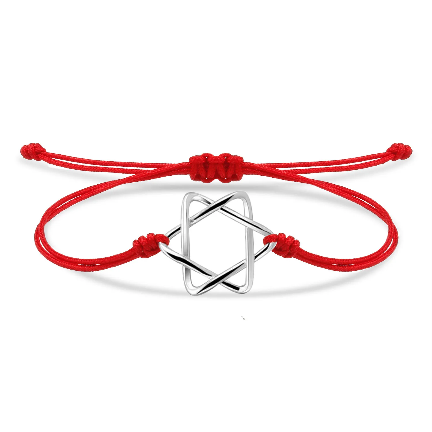 Zinc Alloy Jewish Star Of Davids Lucky Charm Bracelet Women New Trendy Fashion Red String Handmade Knotted Adjustable Jewelry
