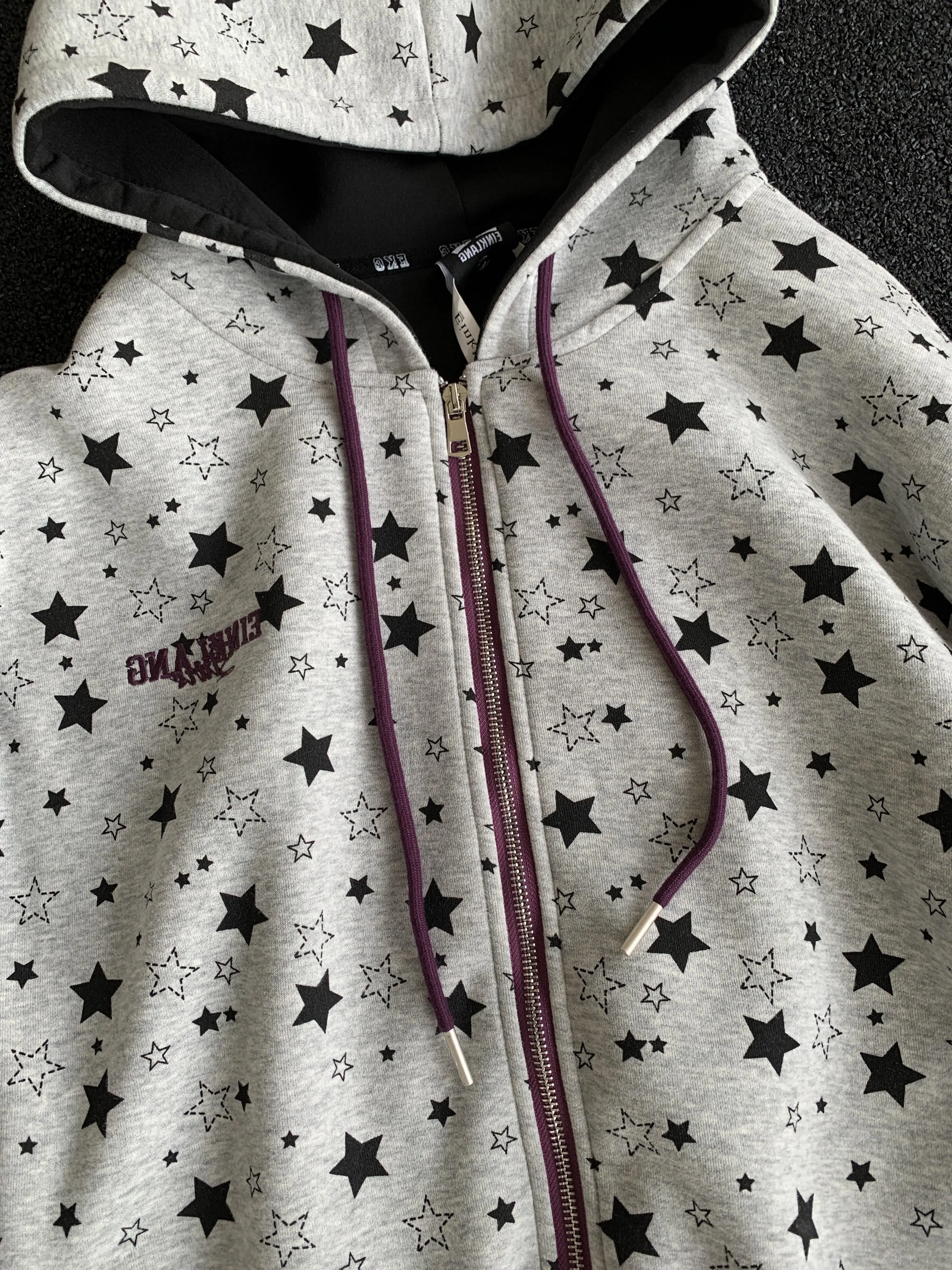 Amerikaanse stijl retro sterrenprint sweatshirt met capuchon heren dames herfst losse casual rits vest high street lange mouwen jas