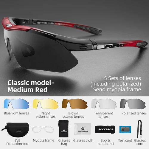 Imagen 1 del producto ROCKBROS Polarizadas Deportes Hombres gafas de Sol Gafas de Ciclismo de Carretera de Montaña Andar en Bicicleta Gafas de Protección Gafas Lente 5