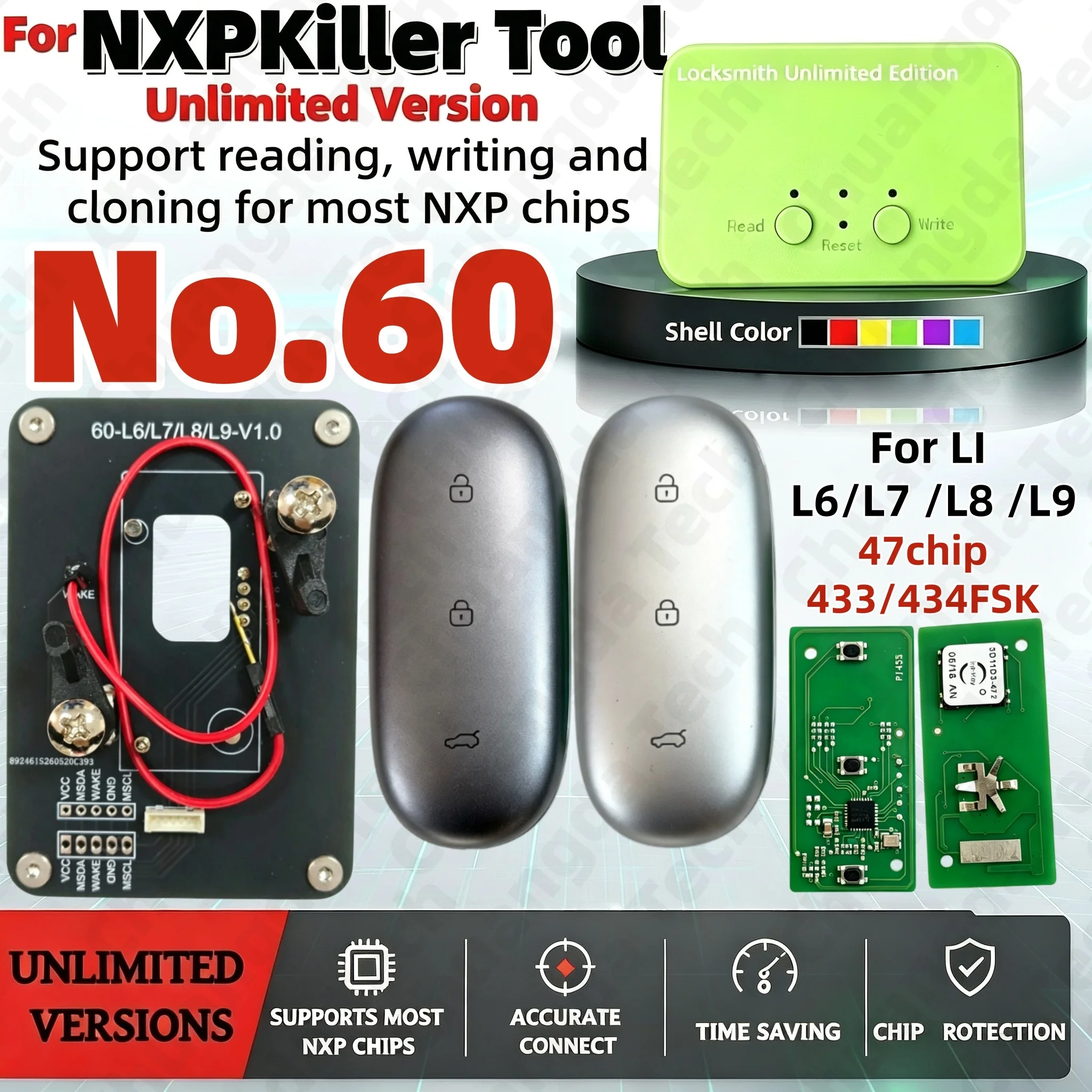 Geeignet für Li Auto L6 L7 L8 L9 Smart Key Fernbedienung 47 Chip 434/433Fsk Kompatibel mit Nxp-Killer N0.60 Adapter – Detail 1