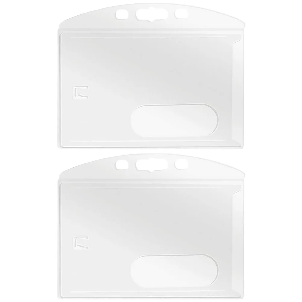 

2Pcs ID Badge Holders Clear Card Sleeves Zinc Alloy ABS Safety Environmental Home Office School Travel Professional
