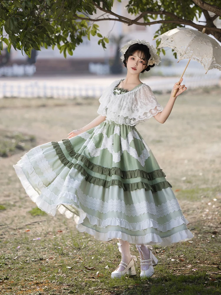 Jupe longue de style pastChevpour filles, robe d'été Lolita Jsk, vêtements de princesse OP Kawaii pour étudiants, robe de soirée thé, design original Harajuku, Ph