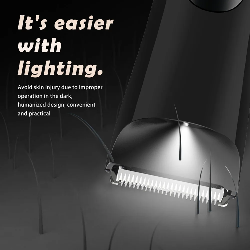 Мужской триммер для волос на теле с подсветкой, электрический триммер с шариками, общественный уход, включает 2 защитных ограждения, керамическую головку лезвия,