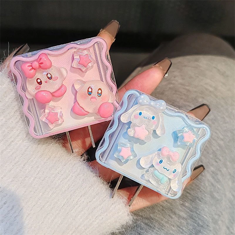 Cute 3D Pink Butterfly Y2K Wave Border USB Cable Protector Cover For IPhone 18W-20W Data Line Bite Head Cord Fast Charging Case