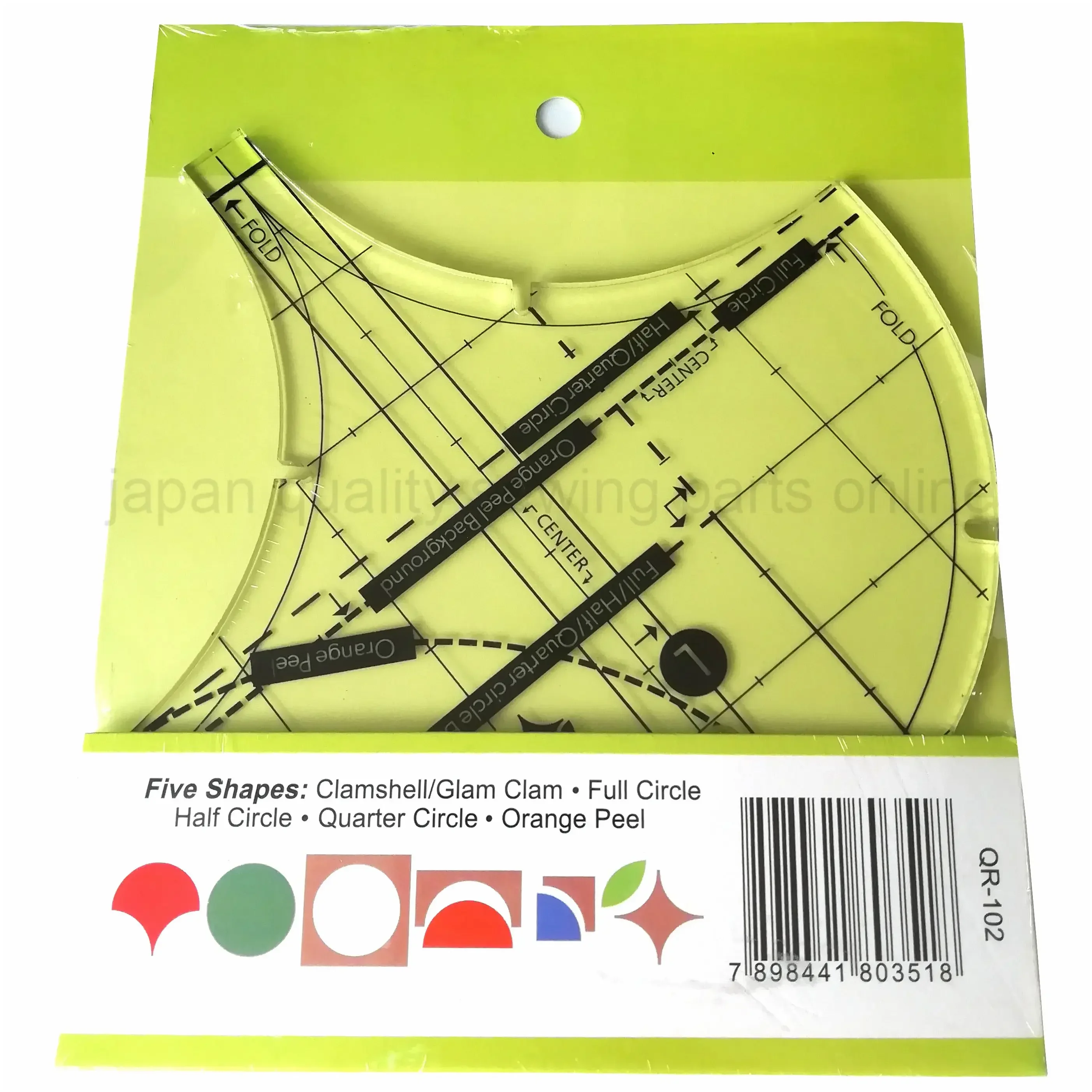 patchwork sewing ruler for domestic sewing machine can cut five shapes clamshell /glamclam/full circle half circle # QR-102